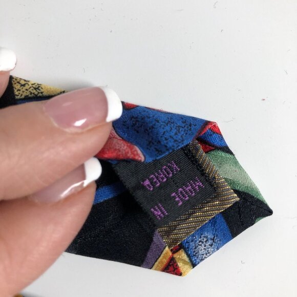 Carlo Palazzi Studio Silk Tie Black Colorful Mens Necktie Office Artistic Fun - Picture 5 of 8